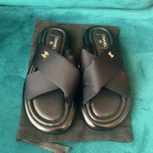 Brand new slides with gold hardware. Size 40